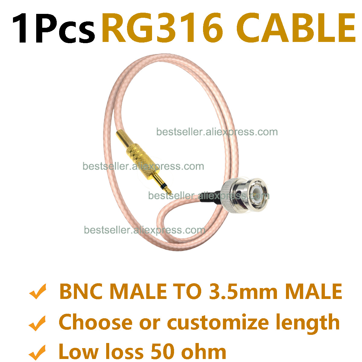 Audio Jumper Wire - 1 peça rg316 bnc macho para