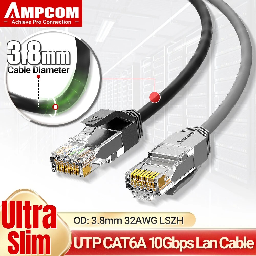 AMPCOM Ultra Slim Cat6a Cabo D - Rj45 Jack avaliação e preço