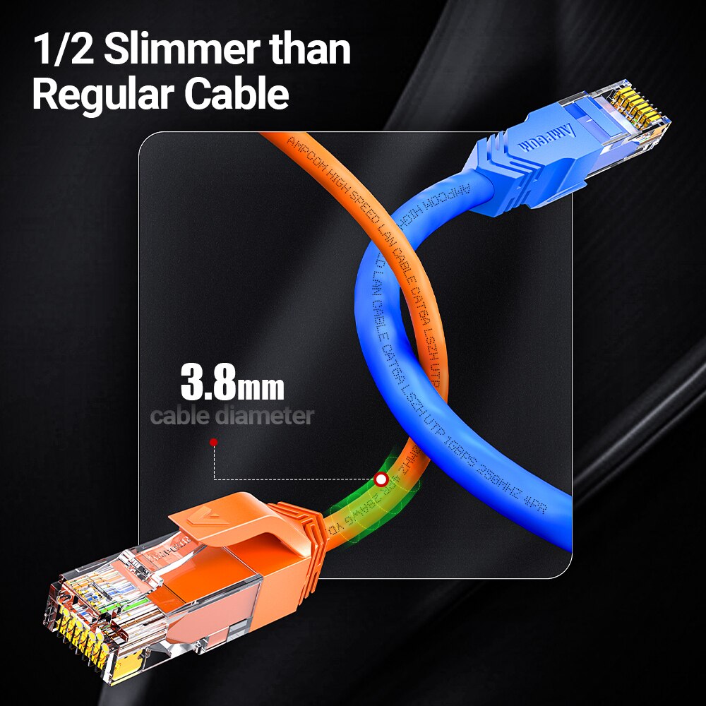 AMPCOM Ultra Slim Cat6a Cabo D - Rj45 Jack avaliação e preço